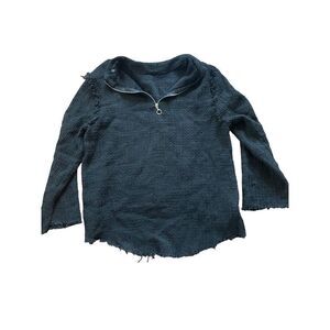 ZARA Basics Black High Neck Long Bell Sleeve with Raw Hems & Top Stud Detail swe